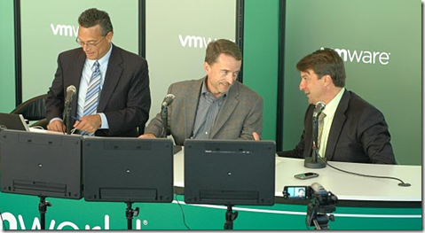 Dave Vellante, Pat Gelsinger, and John Furrier on #theCube at VMworld 2010