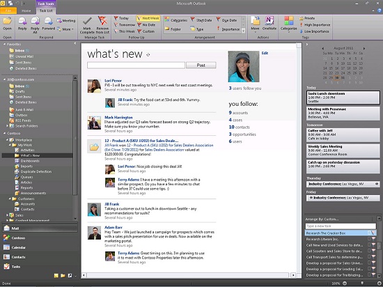 Microsoft Dynamics activity stream screenshot