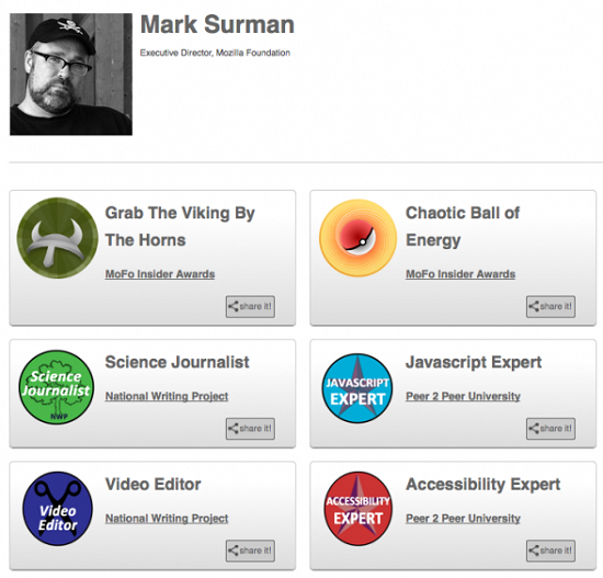 Mozilla badges screenshot