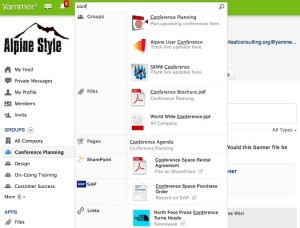 Yammer Universal Search Screenshot