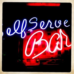 self serve bar neon lights sign