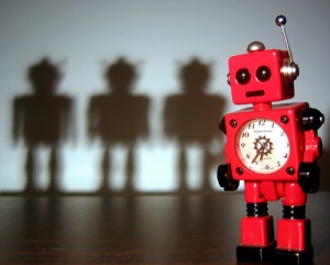 red robot shadows m2m internet of things connected devices