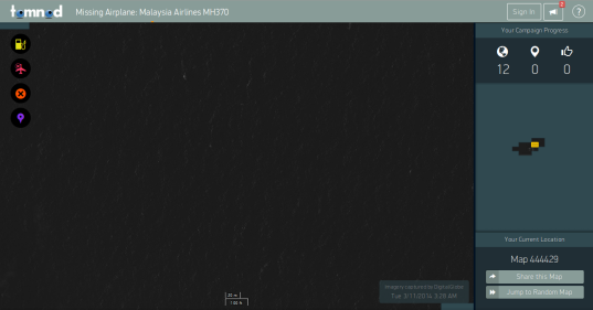 A screen grab of Tomnod's satellite image platform