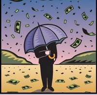 money rain storm umbrella