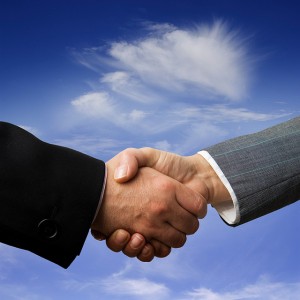handshake cloud deal sky business merger MA