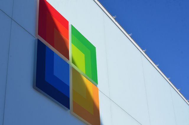 microsoft logo brand building sign