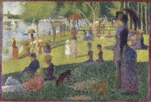 A Sunday Afternoon on the Island of La Grande Jatte, Georges Seurat, pointilist impressionist painting