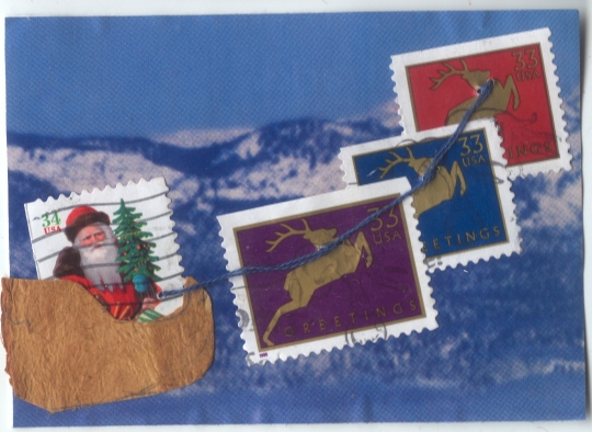 santa sleigh stamps christmas