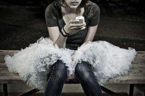 teen tutu texting smartphone