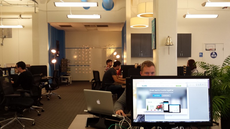 The view from Brogger's desk as Huddle CEO