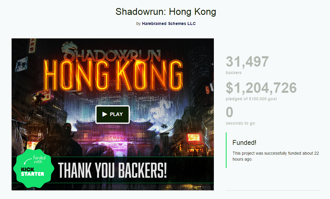 Shadowrun Kickstarter