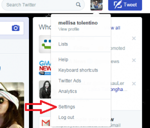 Twitter drop down menu