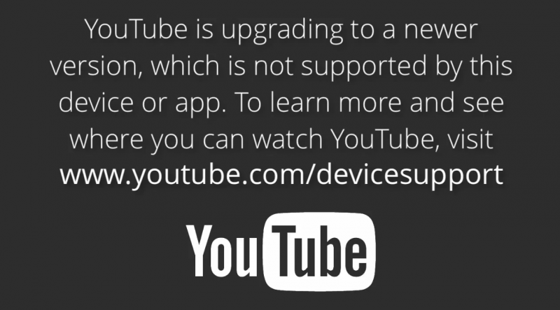 YouTube app warning