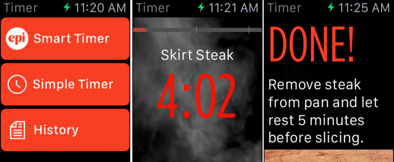 epicurious recipes apple watch screens