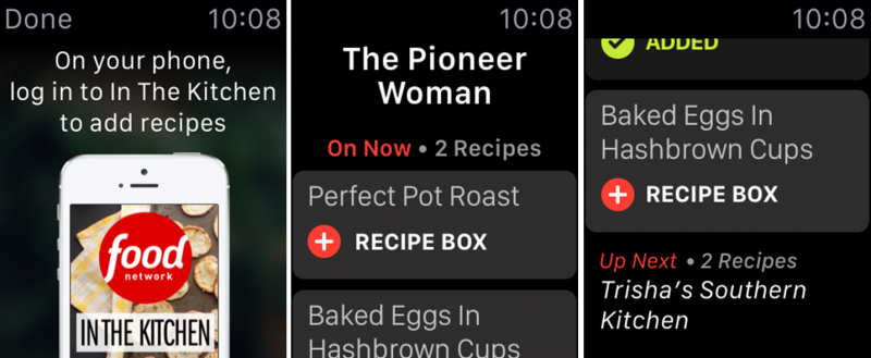 food network apple watch screens