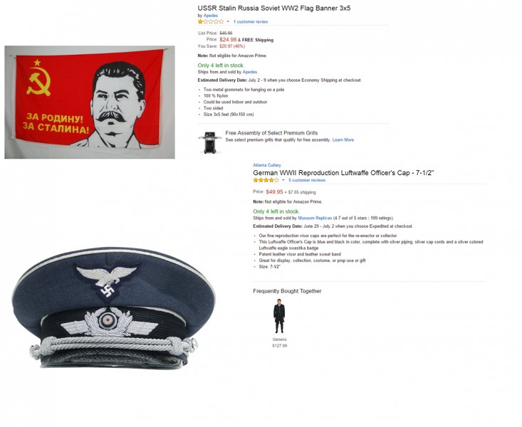 Stalin Flag and Nazi hat