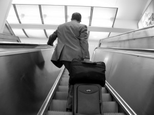 luggage travel business escalator