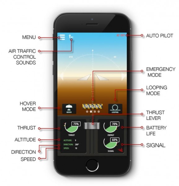 A screenshot of the tobyrich.vegas drone control app, via TobyRich