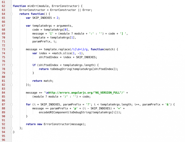 A specimen of the Hack 2.0 typeface being used for JavaScript programming.