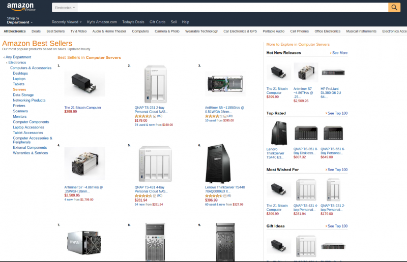 The 21 Bitcoin Computer maintains its #1 spot in Amazon.com's server category.