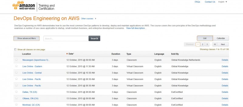 DevOps engineering classes are only one of many education topics provided by AWS Training.