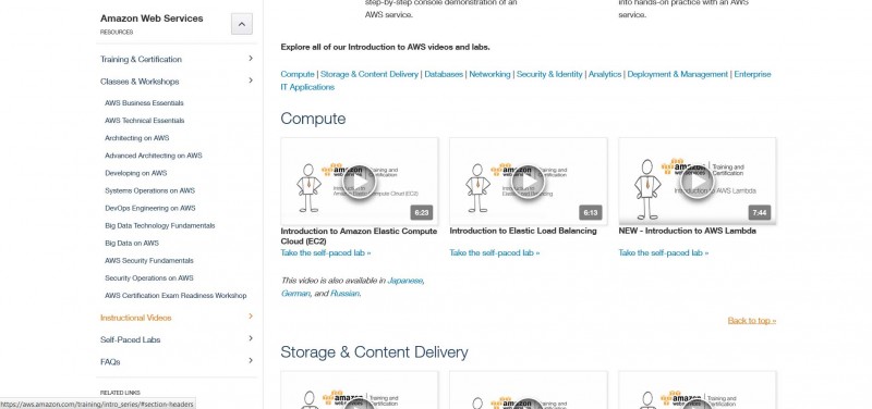 For people who just want to get their bearings, AWS Training provides a number of videos that outline platform features such as Compute (EC2) and Storage (S3)