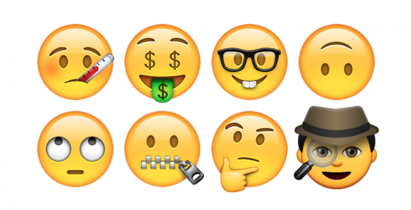 A few of the new faces emoji in iOS 9.1, via Emojipedia 