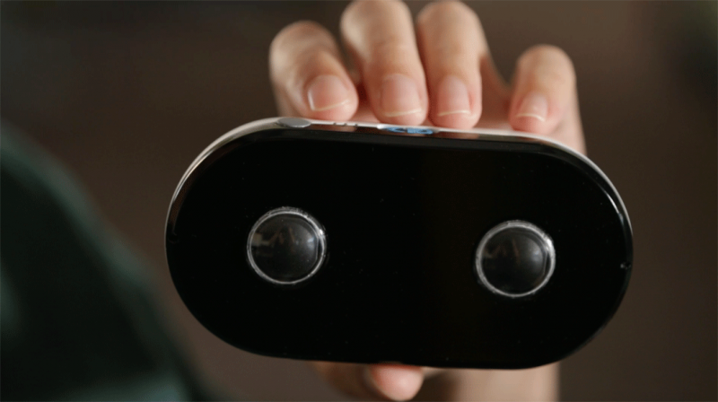 The LucidCam looks like a black pod with two "sensors" on it (of course these are the stereoscopic cameras) and it's no bigger than an ordinary cell phone. Image source: Courtesy of Lucid VR