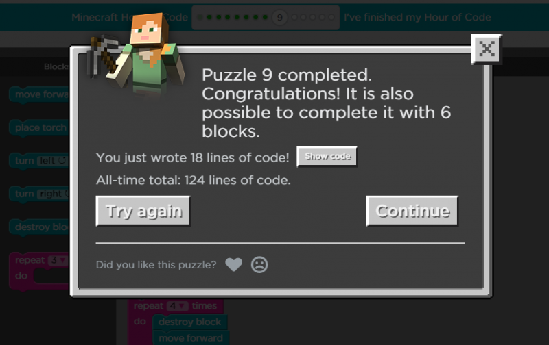 Minecraft Code.org tutorial 2