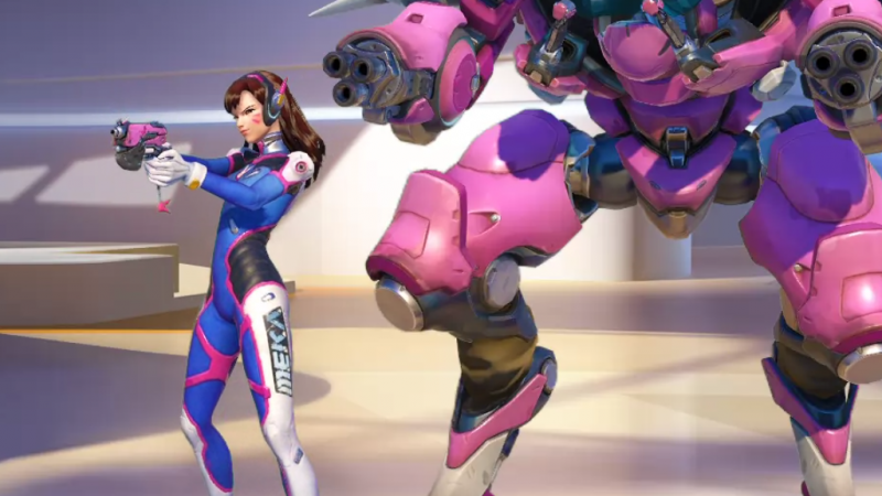 D.Va brings her skills as a pro-gamer to the battlefield with her pink mecha.