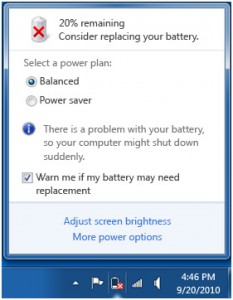 Win7 battery notification