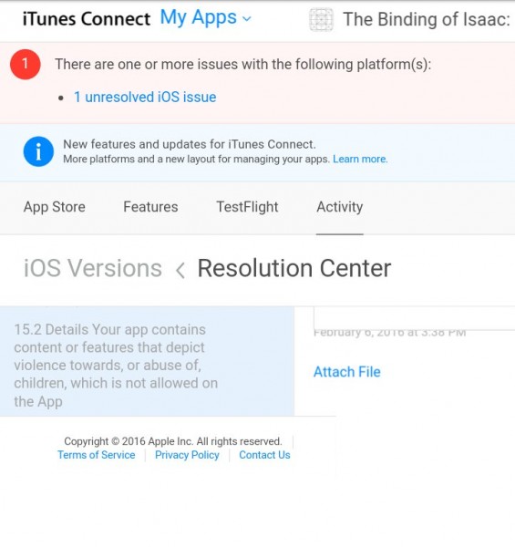 The Binding of Isaac Rebirth App Store rejection