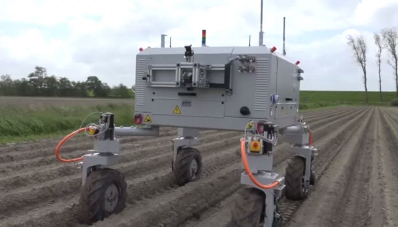 The Bosch BoniRob adaptable multi-purpose robotic platform can be outfitted to "punch" weeds, leaving more room for food crops to grow. Photo: Bosch.