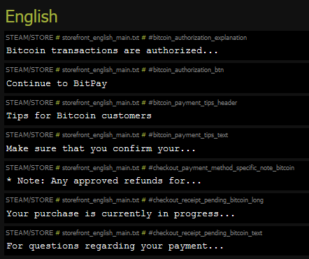 BitPay API commands discovered in Steam's payment commands show potential for future bitcoin payments.