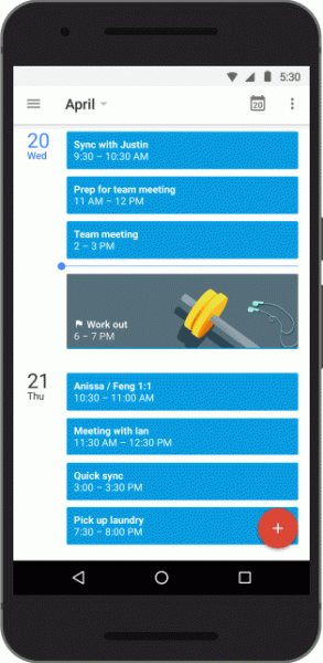 Google calendar - goals 2