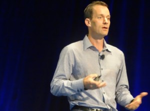 Jeff Dean, head of the Google Brain project, speaks at the Embedded Vision Summit May 2 in Santa Clara, Calif. (Photo: Robert Hof)
