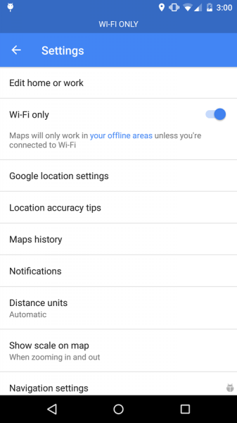Google Maps - Wifi only