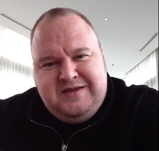 A photo of Kim Dotcom taken from a video where he speaks about bringing Bitcoin into the mainstream via Twitter.