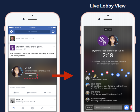 Facebook Live - live lobby