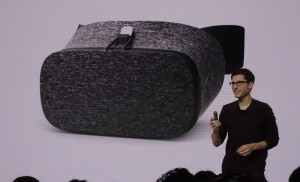 Google VR chief Clay Bavor, with Daydream View headset