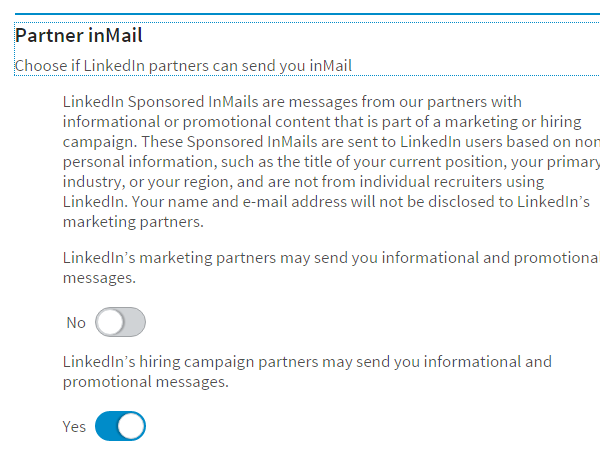 LinkedIn InMail - opt out