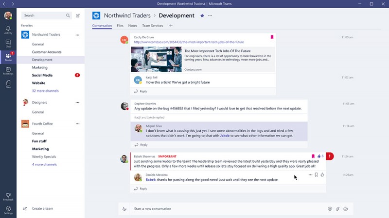 Microsoft Teams - threaded conversations