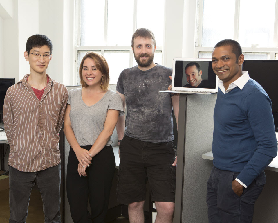 (left to right) Software Tester John Cha, Director of Testing Brandi Colledge, John??? and Co-Founders Art Shectman Rajesh Anandan